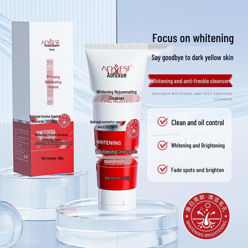 Aofu Xue Revitalizing Whitening & Freckle Removal Cleanser - Brightens, Evens Skin Tone, and Improves Cleansing.