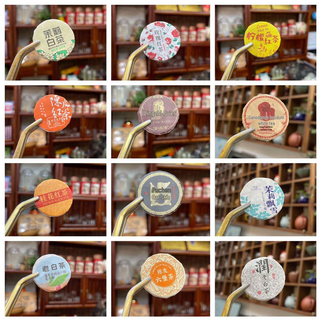 Assorted Mini Tea Cakes: 40 Varieties of Yunnan Pu-erh, Ripe, Glutinous Aroma, White, and Black Tea