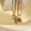 Vintage Stainless Steel Sunflower Pendant Necklace for Women Delicate 18K Gold Plated Zircon Flower Charm Necklaces Boho Jewelry