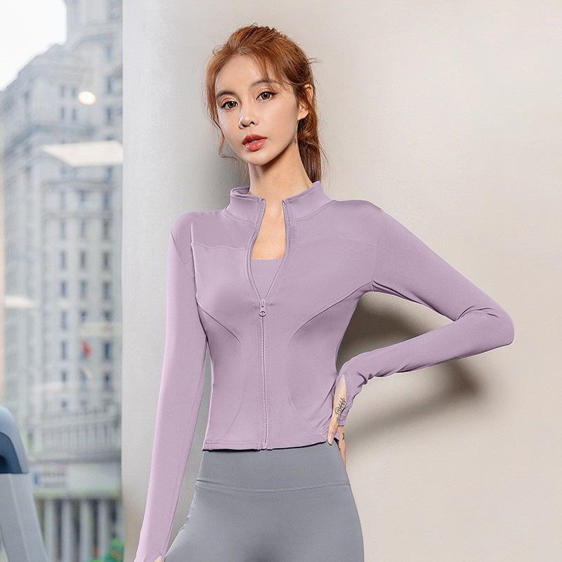 Sunscreen clothing Spring Internet celebrity fitness jacket women's zipper slim-fit quick-drying long-sleeved tight sports yoga clothing top