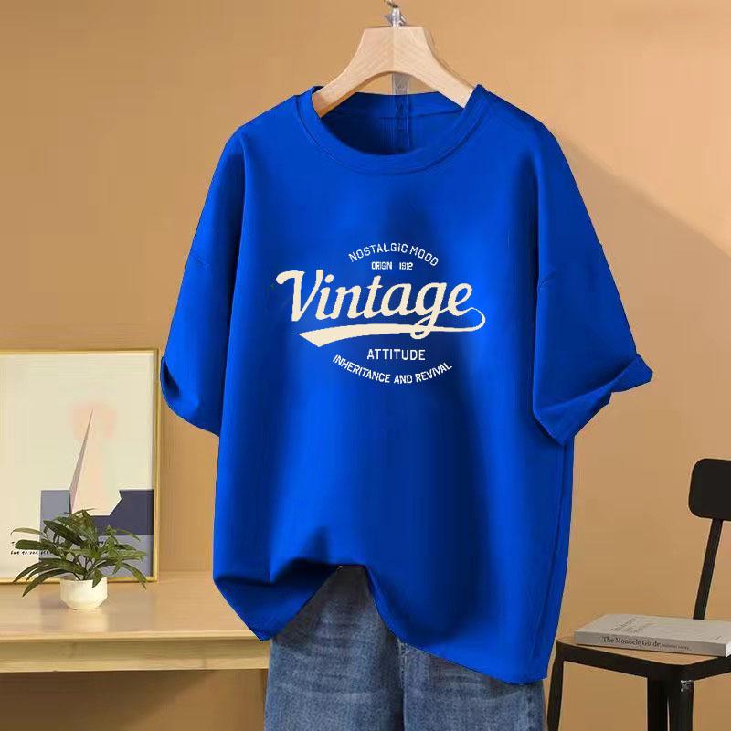 

2025 Женская ретро хлопковая футболка облегающего кроя с коротким рукавом XXXL (175-195 jin)