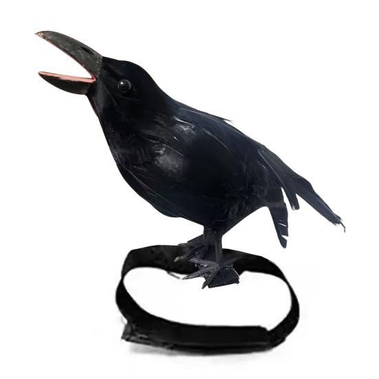 Halloween Black Feathered Crow Lifesize Realistic Raven Prop Handmade Artificial Birds Model for Indoor Outdoor Halloween Party Decor