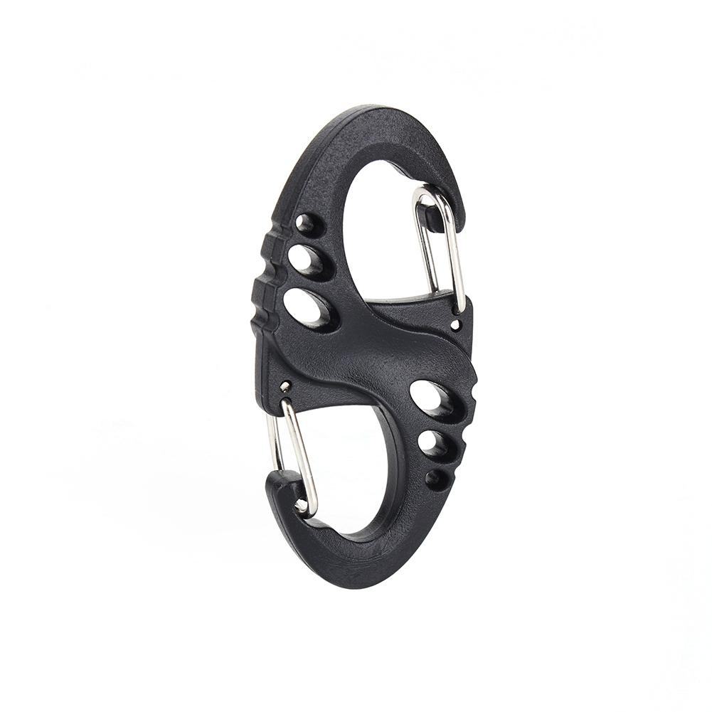 S type buckle, dual carabiner clips keychain buckle for backpack straps key rings