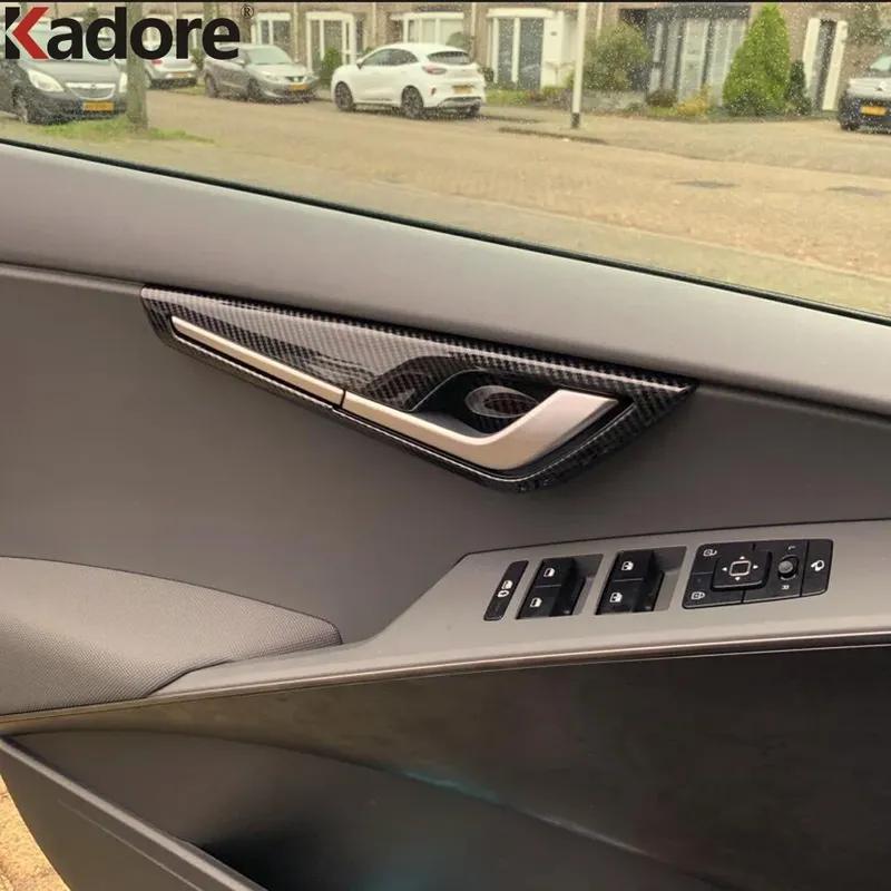 For Kia Niro 2024 2025 Carbon Fiber Car Ide Inner Door Handle Bowl Cup Cover Trim Interior Mouldings Accessories