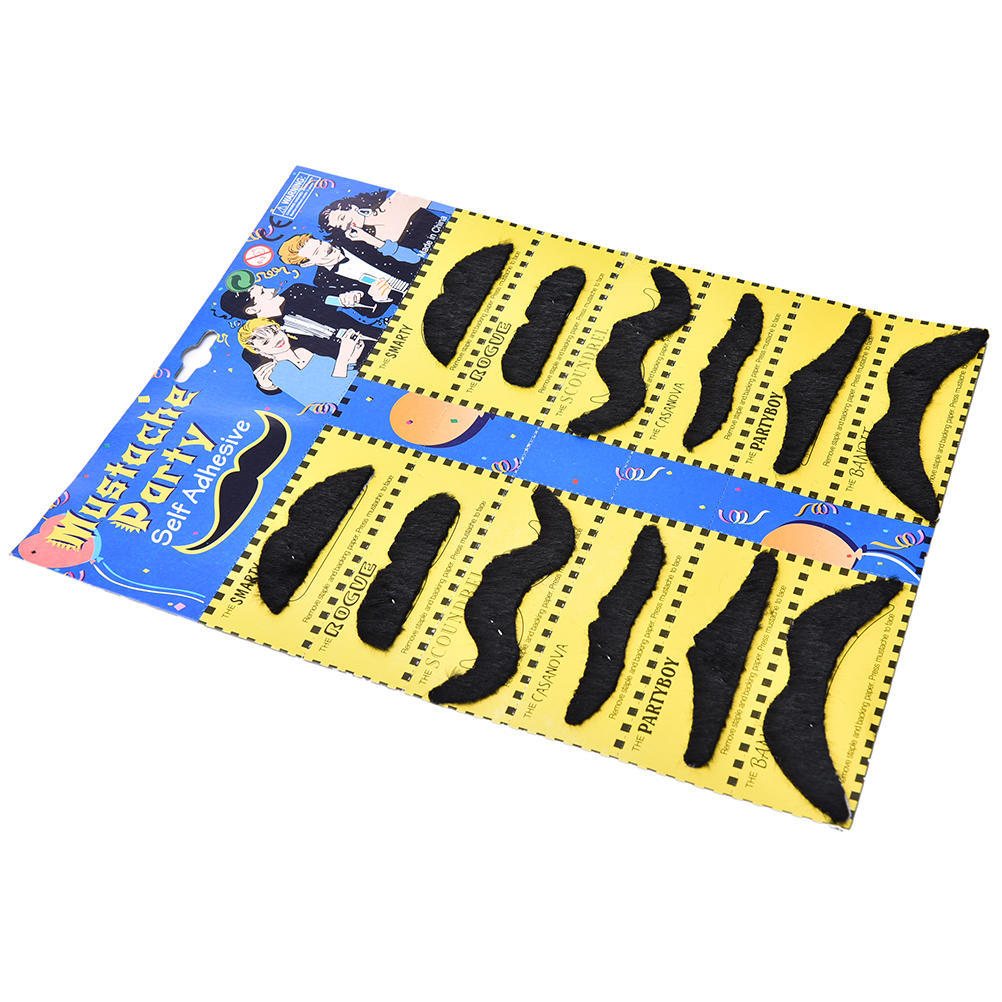 12 шт./комплект Мужские Черные Накладные Усы Усы Смешная Борода Вечеринка Хэллоуин Костюм чёрный