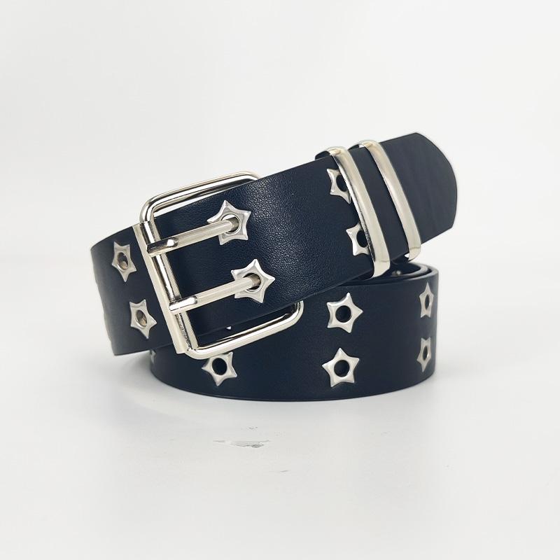 110cm Unisex Heren Riemen Voor Vrouwen Hoge Kwaliteit Dubbel Gat Ster Oogje Hip Hop Rock Subcultuur Riem Ponsvrij Maat 110cm gray
