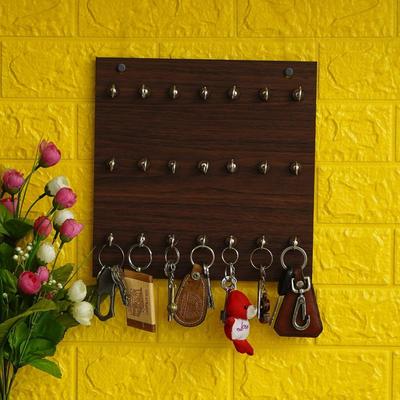 Wooden Premium Key Chain Wall Hanging Key Holder- 21 Hooks (Brown)