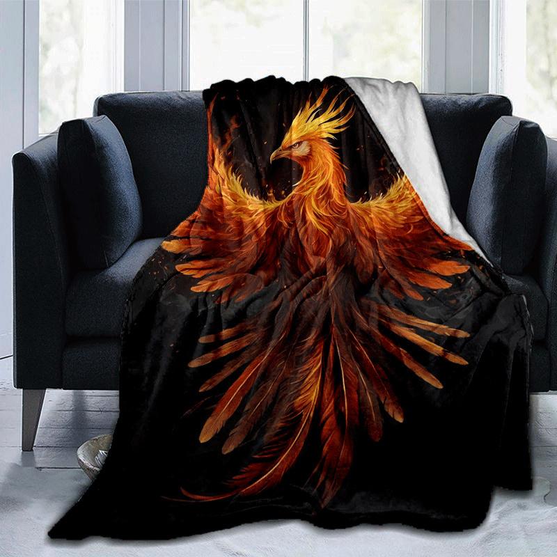 1pc Phoenix Printing Lightweight Flannel Blanket, Comfortable and Warm Blanket, for Camping Sofa Bed and Couch Office, in All Seasons
