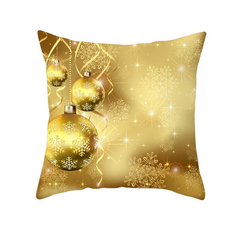 Golden Christmas Peach Velvet Cushion Cover New Digital Printed Square Cushion Cover Cushion Cover