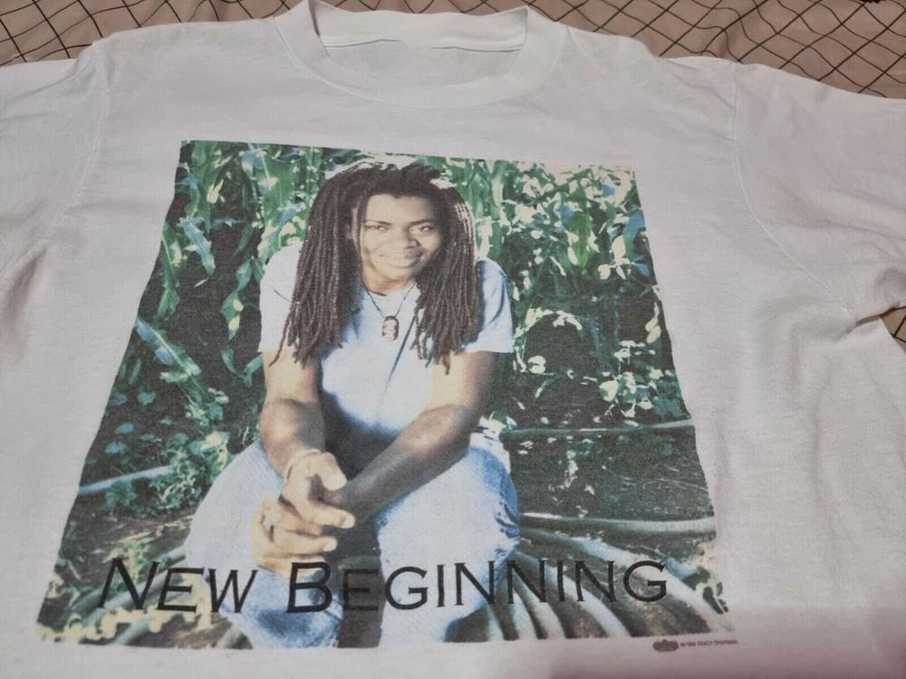 Редкая винтажная белая футболка Tracy Chapman New Beginning 90-х годов, 1996 г., KH1095, унисекс L