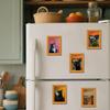 Cute Cat Refrigerator Magnets, Funny Wooden Rebellious Cat Smoking Fridge Magnet