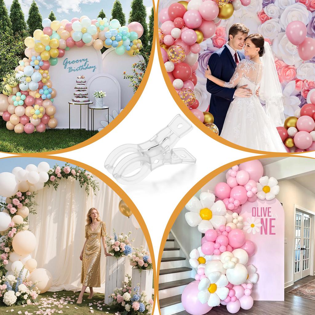10Pcs Heavy Duty Spring Clamp 3.5 Inch Transparent Plastic Multipurpose Clip for Balloon Arch Backdrop Fixing,Photography Studio