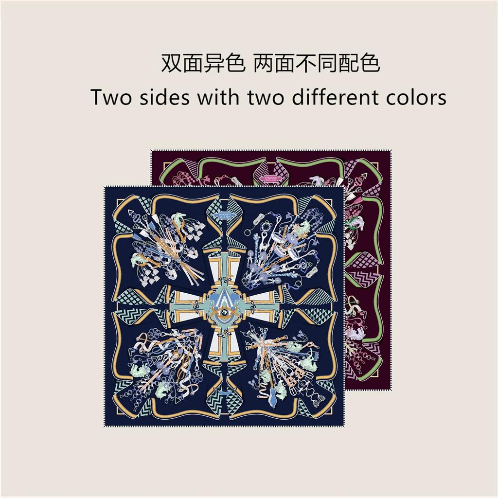 70CM Handmade Double-Side Printed Imitation Silk Scarf Roll Edge Luxury Pattern High Quality Women Scarf Wraps Echarpes Foulards