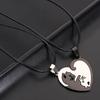 Hot Sale Stainless Steel Pet Cat Kitty Love Heart Pendant Puzzle Matching Necklace Chain For Couple Lover Valentine
