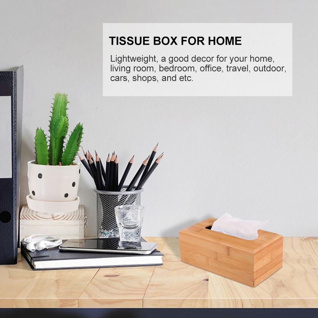 Wooden Tissue Box Napkin Holder Paper Storage Container Case for Home Living Room Bedroom Office Travel Outdoor Cars Shops