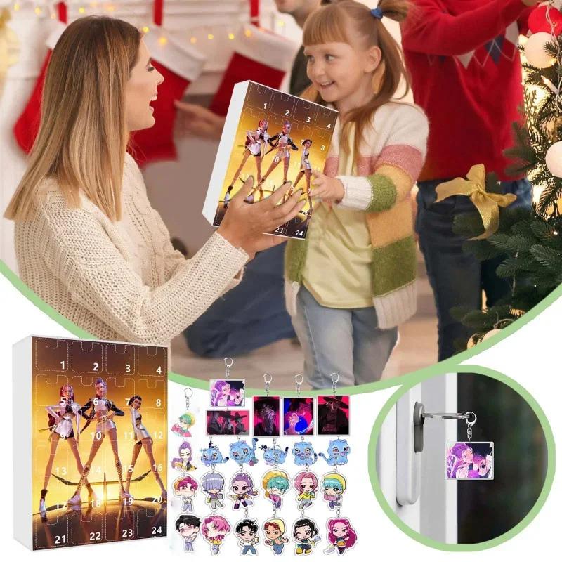 Schlüsselanhänger-Zubehör 24-Tage-Countdown-Kalender Blind Box Schlüsselanhänger Acryl Weihnachtsgeschenk Dämonenjäger Weihnachtskalender