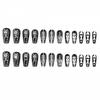 Black & White Hand-Painted Skull Bones Wearable Armor Long Ballet False Nails