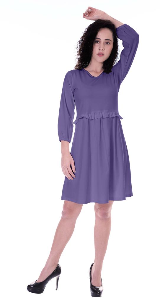 Moomaya Kleid mit langen Ärmeln und geraffter Taille, lässig, fließend, schwingend