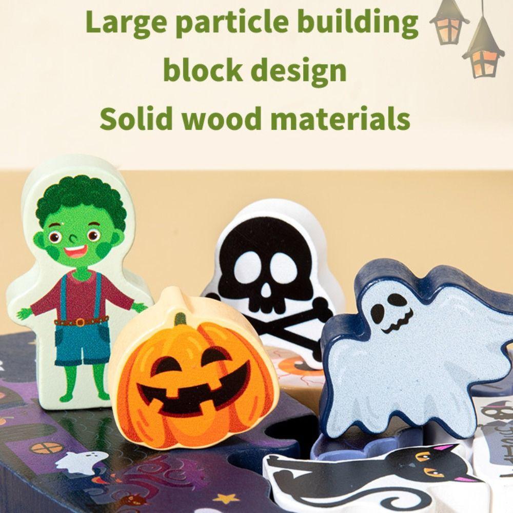 3D Puzzle Christmas Building Blocks Stacking Toy Wood Christmas Stacking Game Children Girls Boys