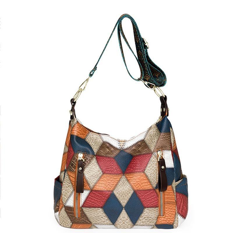 Retro Single Shoulder Crossbody New Color Collision Middle-aged Large-capacity Handbag Tote Women's Bag