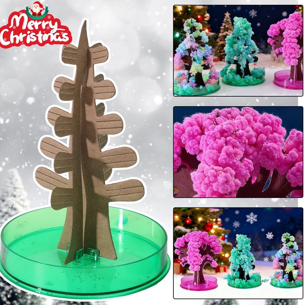 DIY Artificial Crystal Growing Magic Sakura Paper Tree Novelty Toy Christmas Tree Kids New Year Gift Xmas Home Decor Ornament