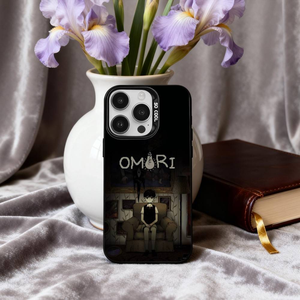 G-Game O-Omori-L Phone Case For iPhone17,16,15,14,13,12,11 Plus,Pro Max Black Candy Silver Plated Cover