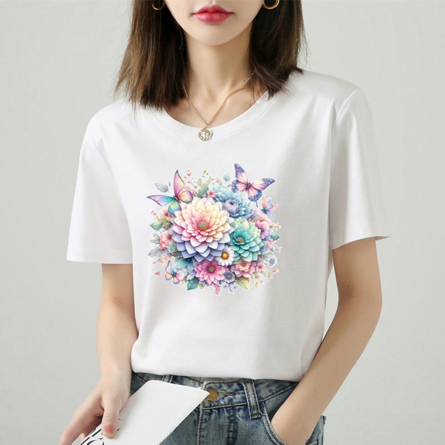 Beautiful Flowers Clothes Sticker For Girl Woman T-Shirt New Heat Transfer Garment Accessory Washable Diy Patch For Clothing