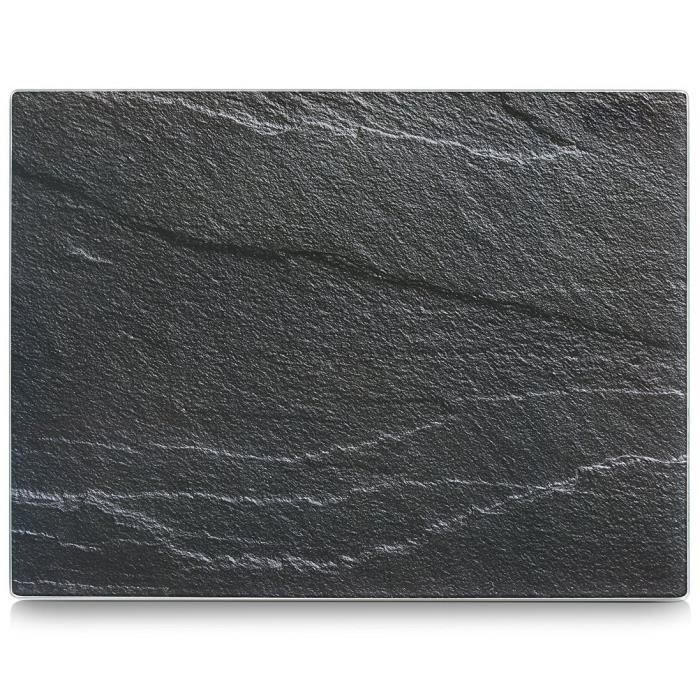 Planche à découper - zeller - 40x30 cm - verre trempé - anthracite - design contemporain