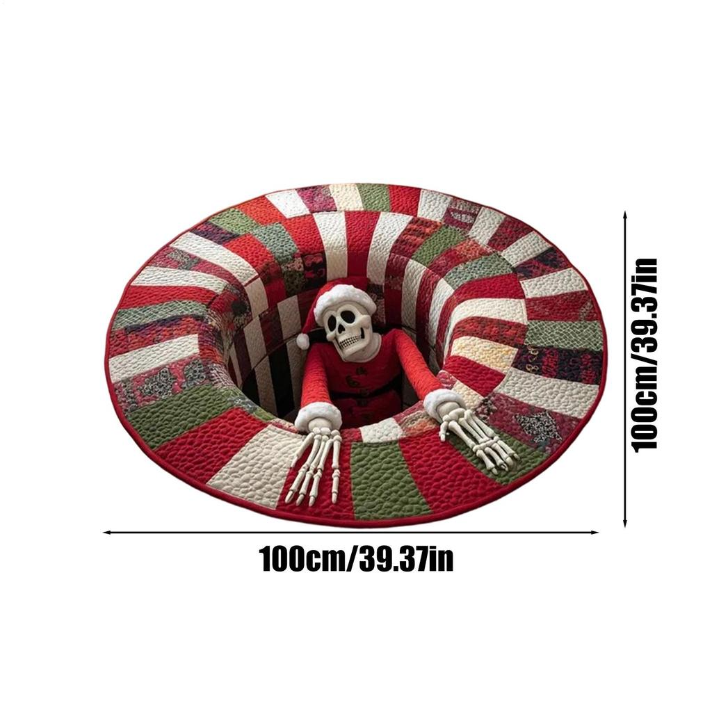 3D Rug 3D Illusion Mat Christmas Decorations Round Quilted Holiday Bathroom Carpet For Kitchen Entryway Entrance Indoor Bathroom