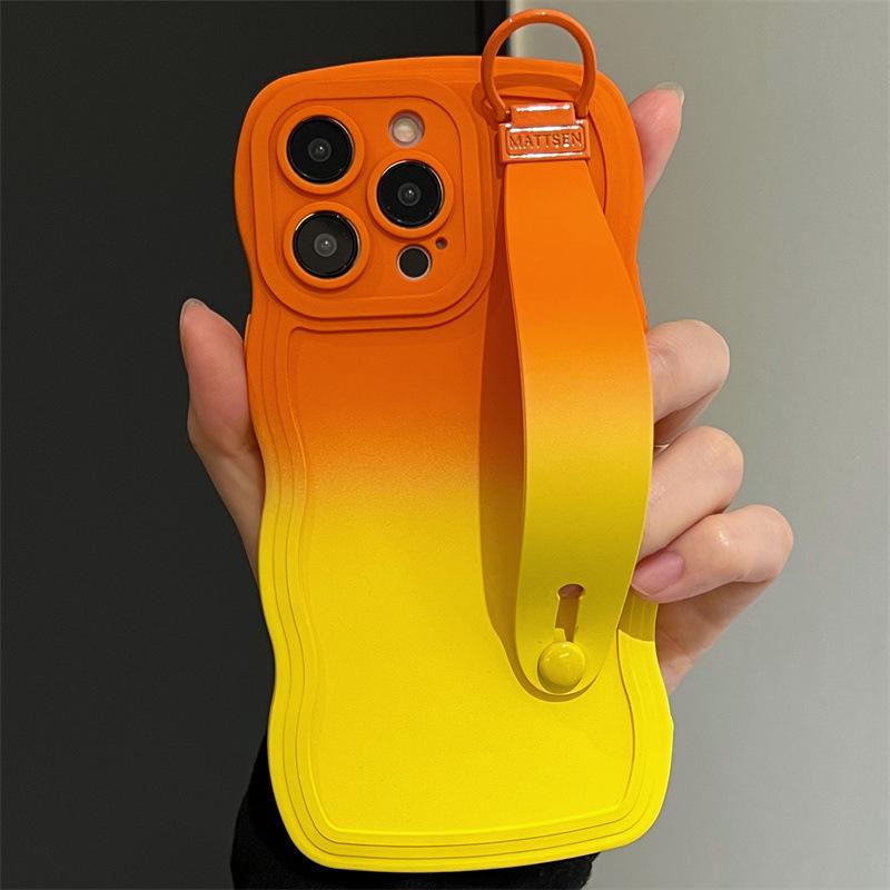 

iPhone 11-17 Compatible Case with Ring Wrist Strap Holder & Gradient Design iPhone 15 Plus
