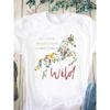 Horse Pattern Printed Women's Pure Cotton Short Sleeved Round Neck White T-Shirts Women’s