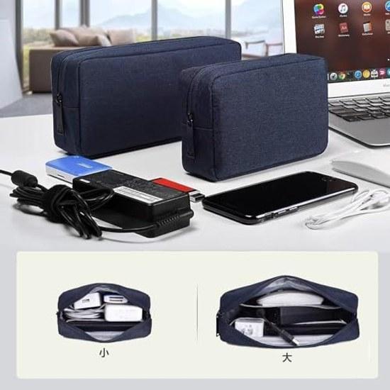 YINKE Gadget Pouch Mens Small Item Holder Travel PC Accessories Storage Large Capacity Multifunctional Makeup Business Cable Cord 2 Size Set (Dark