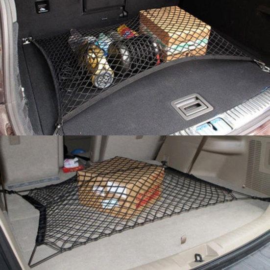 Car SUV Rear Trunk Boot Floor Cargo Luggage Net Elastic Mesh Storage Fixed Set