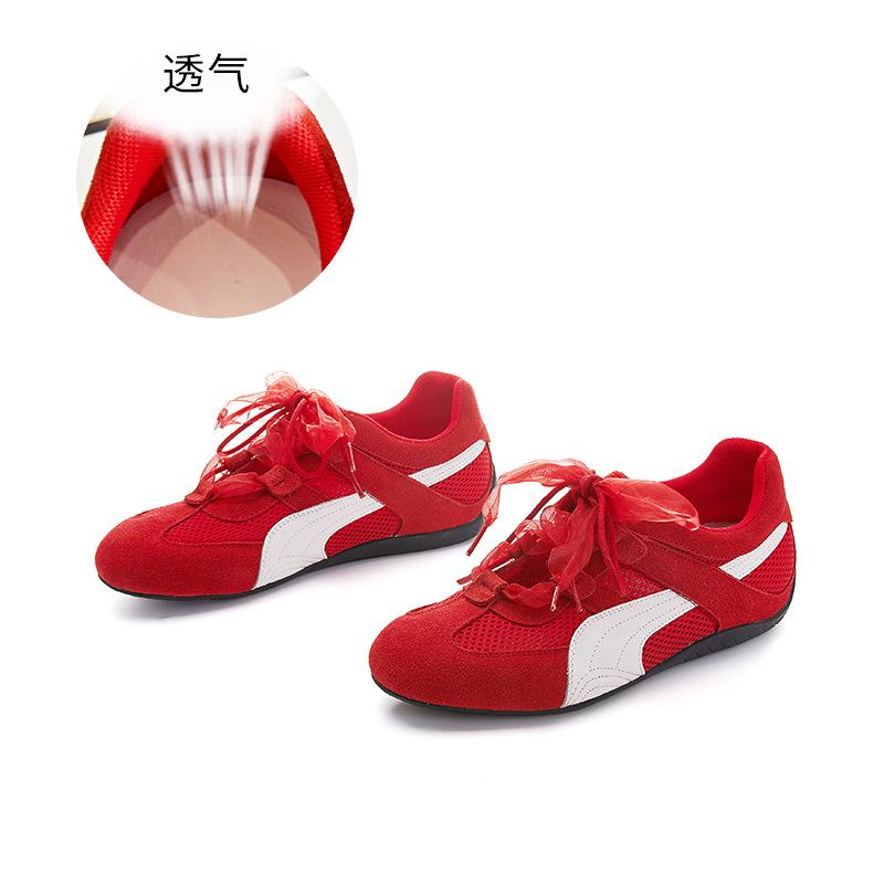 Inre höjdökning 3 cm läder Forrest Gump-skor dam 2025 sommar nya mesh andningsbara sportskor avslappnade mångsidiga damskor