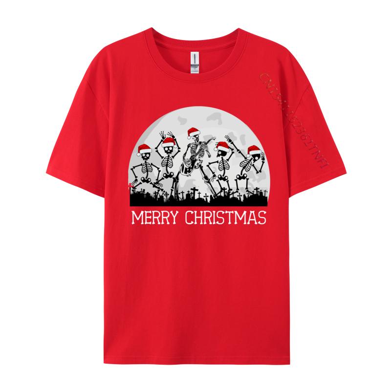 Skelette tanzen zu Rockgitarre auf Friedhof Frohe Weihnachten T-Shirt Kleidung Mann T-Shirts Einfaches T-Shirt Nagelneu