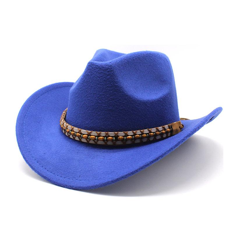 Popular Belt Buckle Big Edge Curling Top Hat, Western Cowboy Hat, Woolen Hat, Jazz Hat, Felt Hat
