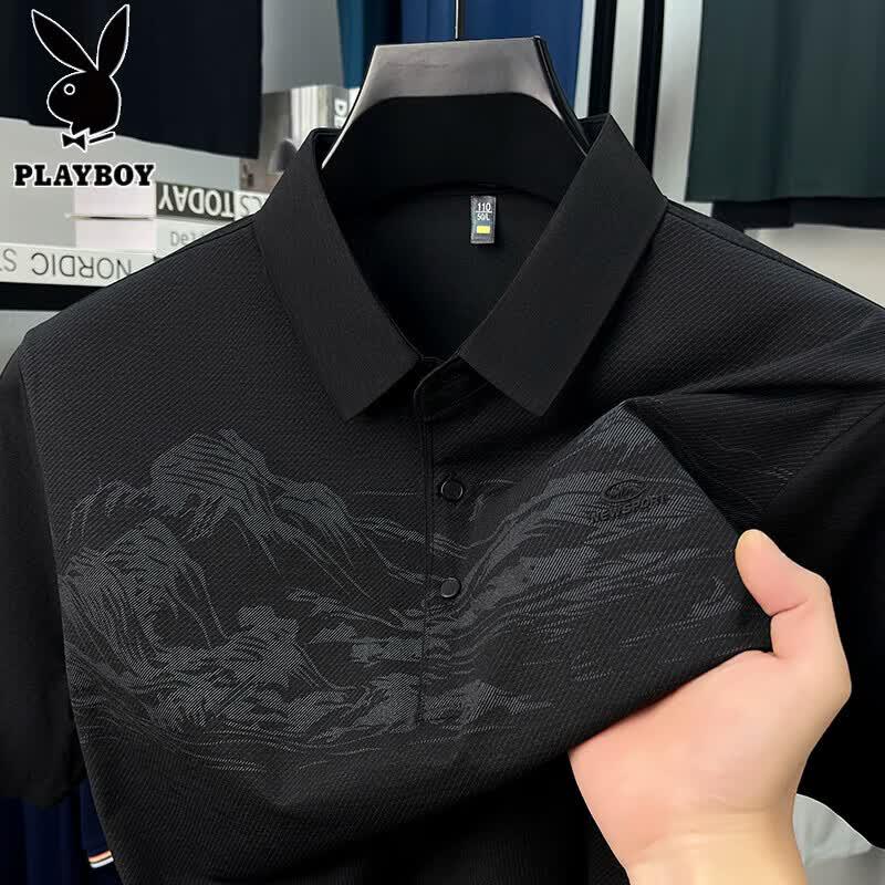 

PLAYBOY Men s Printed Short Sleeve Polo Shirt 58