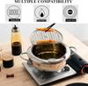 Stainless Steel Deep Fryer Pot, Frying Chicken Pot, Tempura Deep Fryer with a Thermometer and a Lid, Japanese Style Te