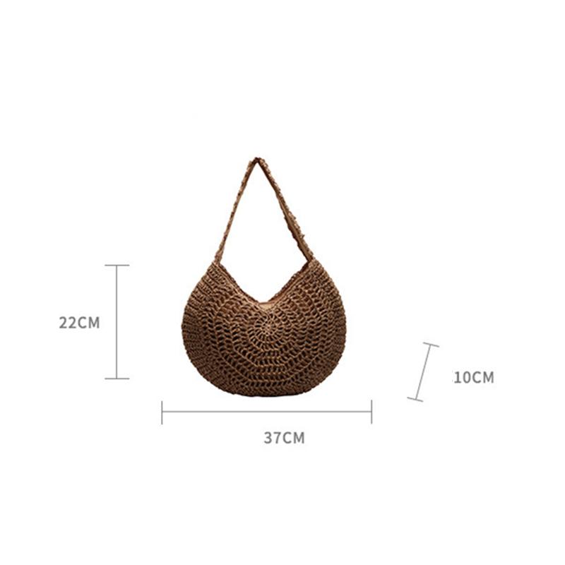 Yogodlns Borsa a Spalla Intrecciata in Paglia Oversize da Donna Casual Grande Capacità Mezzaluna Borsa a Mano Vacanza Estiva Leggera Borsa da Spiaggia Intrecciata a Mano