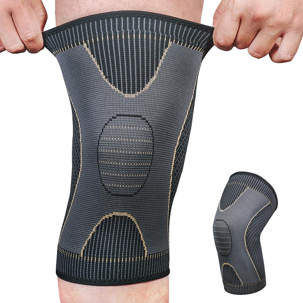 1 Stück Kupfer Kniebandage Unterstützung Sport Kompression Knieärmel Fitnessstudio Laufen Basketball Volleyball Tennis Radfahren Knieschoner