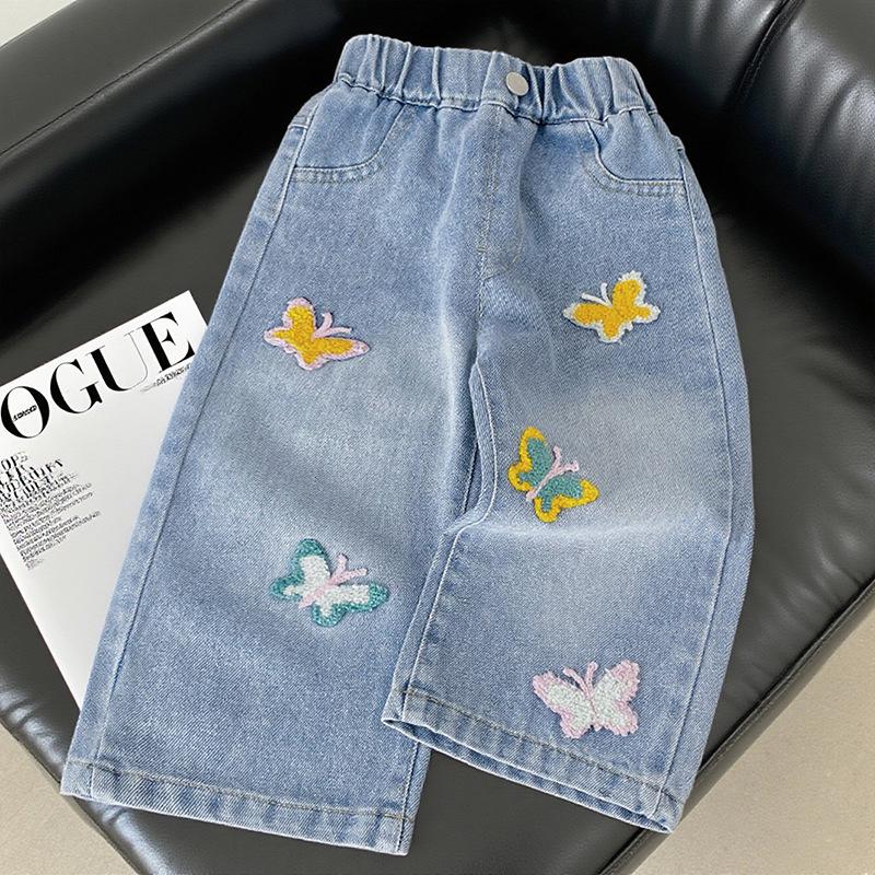 

Мягкие джинсы из выстиранного денима для девочек - Осень 2025 Прямые и широкие штанины 90