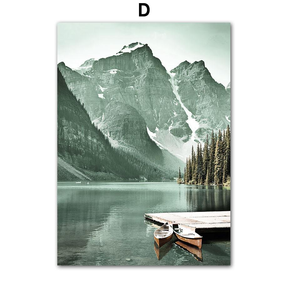 Sommer Grün See Wald Hügel Blume Abstrakte Nordic Poster Und Drucke Wand Kunst Leinwand Malerei Dekor Bilder Wohnzimmer