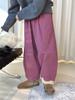 Louvre Winter Japanese Style Elastic Fleece Wide-Leg Balloon Pants - Women's Relaxed Fit