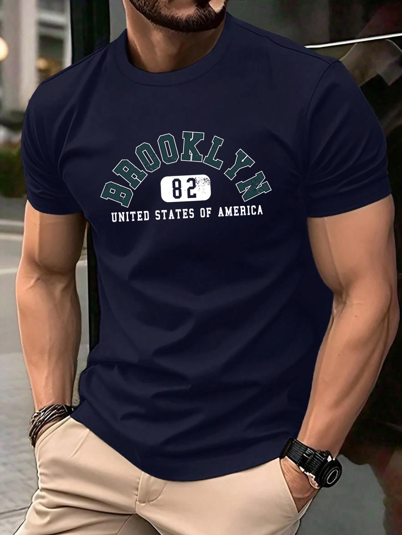 

Usa Brooklyn 82 United Print Men TShirts Summer ONeck Retro T Shirt Cotton Loose Short Sleeve Basics Street Fashion Sportswear 4XL