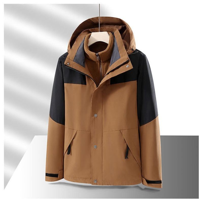 Veste d'extérieur pour couple, deux pièces détachables, automne et hiver, veste trois-en-un coupe-vent et imperméable
