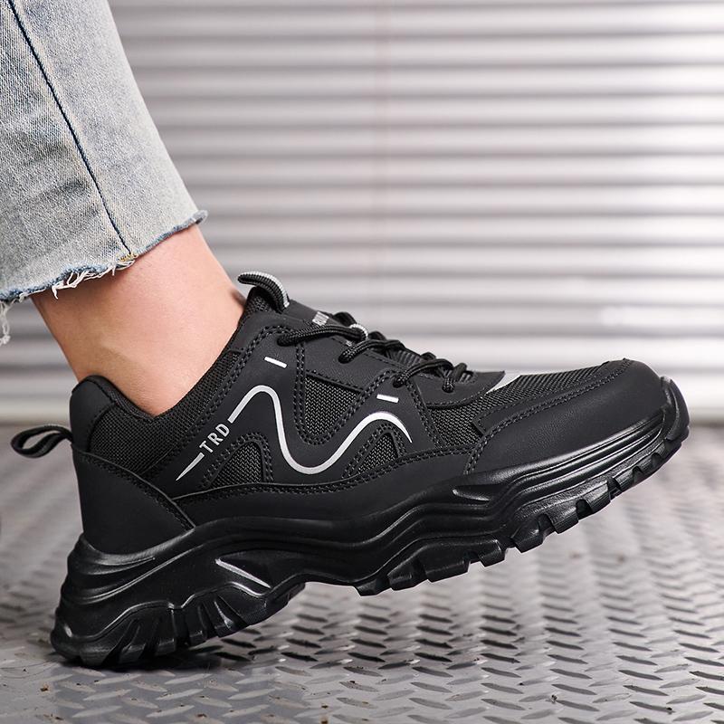 Scarpe da Lavoro Nere Protettive Leggere Antiscivolo Punta in Acciaio Scarpe di Sicurezza Donna Sportive Traspiranti Scarpe da Ginnastica da Lavoro Stivali di Sicurezza