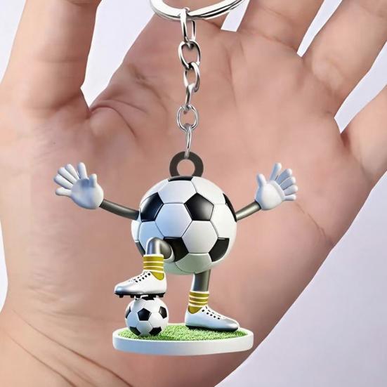 Nyckelring 2D Akryl Fotbollsberlock Nyckelring Bilinteriör Fint Hantverk Nyckelring Ryggsäckar Handväskor Bilar Plånböcker Tillbehör