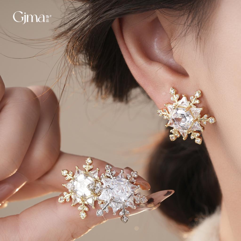 Zircon snowflake earrings stud earrings temperament exquisite earrings design sense niche