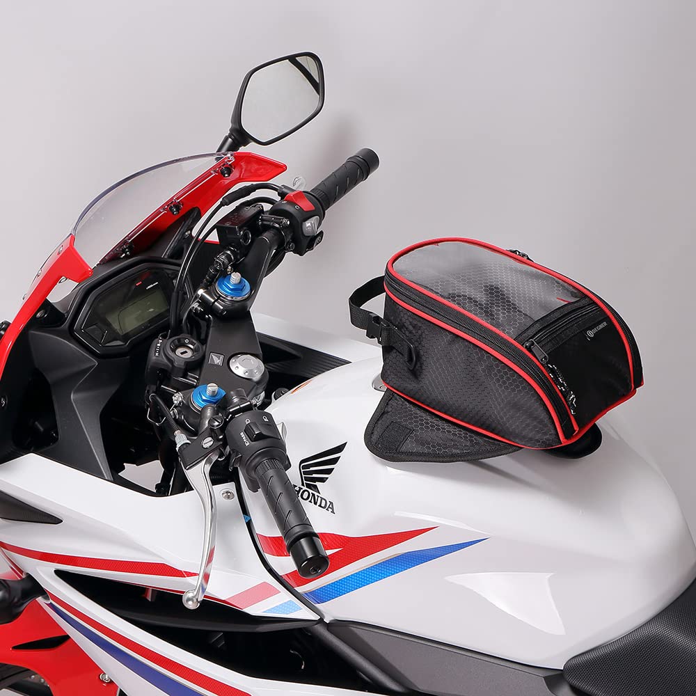 DEGNER Magnetic Tank Bag Piping BKRDP Black/Red NB-117MAG