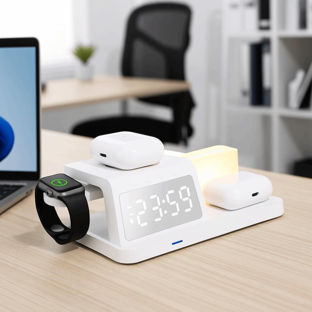 Plastic Wireless Charging Clock Fast Charging Wireless Charger Clock  Mobile Phone Charging